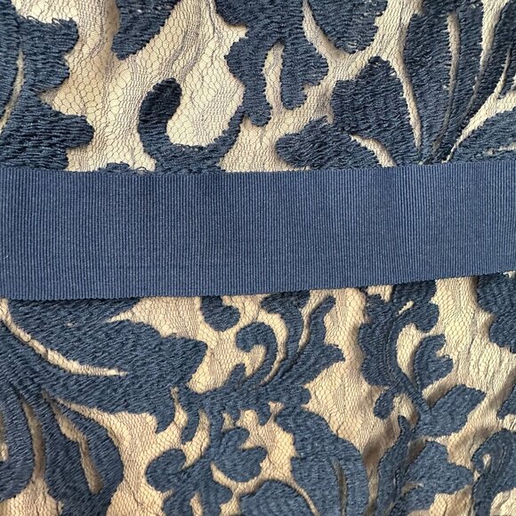 Tadashi Shoji Kennedy Embroidered Lace Dress Navy Sz 12 NWT - Picture 7 of 16